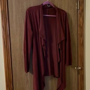 Wine Red Draped Suede Cover Up - Large